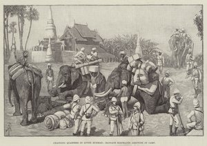 Changing Quarters in Upper Burmah, Baggage Elephants Arriving in Camp